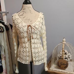 New Gloria Vanderbilt Crochet Boho Cream SZ L